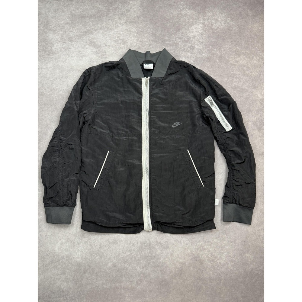 Nike Jacket Womens Extra Large Black Gray Full Zip Bomber Lightweight DM8115-010